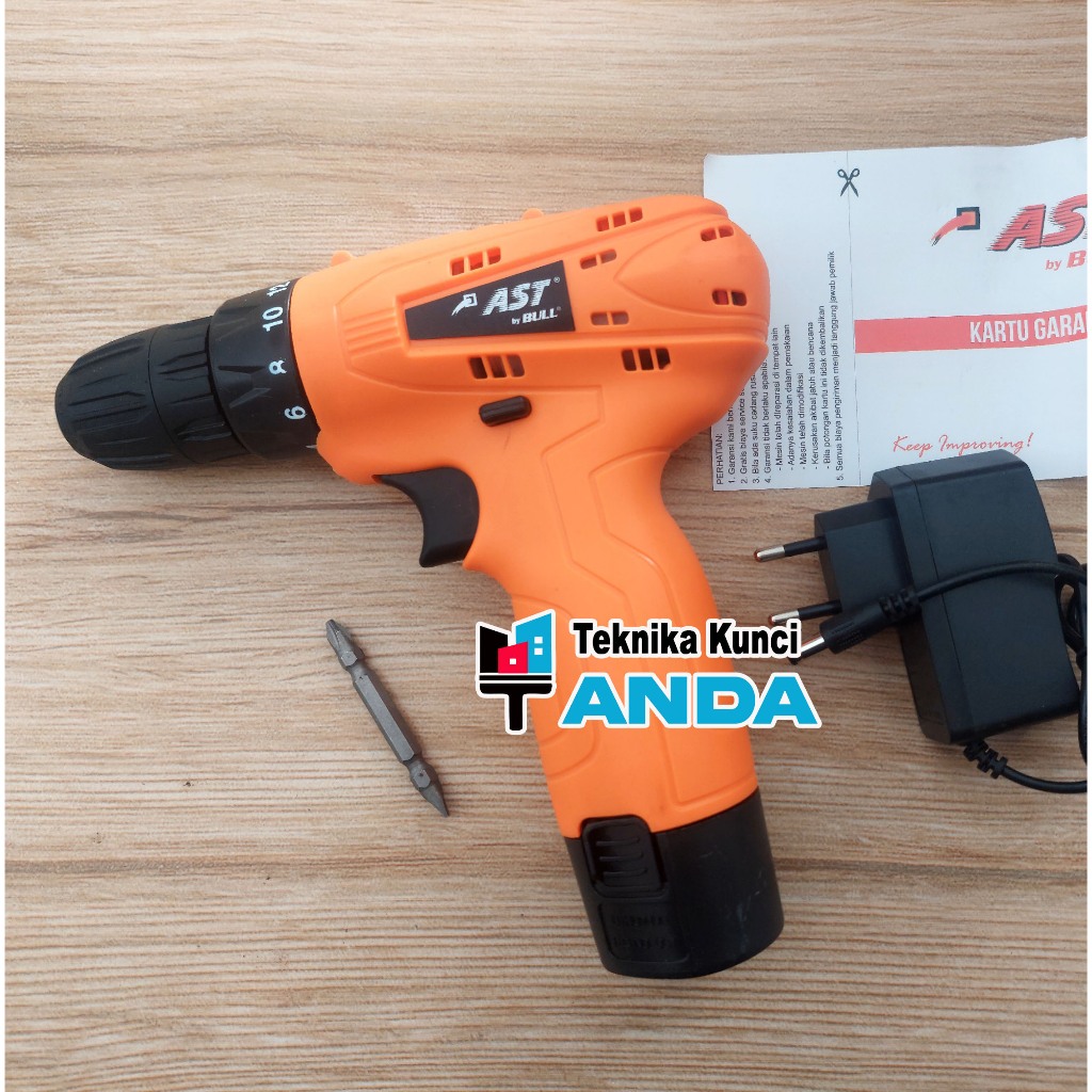 Bor Cas AST BULL - Bor Charger Li Ion Cordless 12v 10mm - Mesin bor baterai - Bor tangan AST