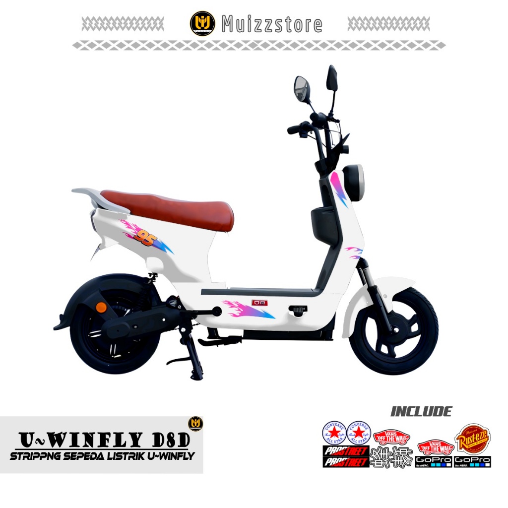 STIKER MOTOR LISTRIK / VARIASI SEPEDA LISTRIK / U-WINFLY DF8 / GODA / EXOTIC / VIAR / SELIS / SUNRAC
