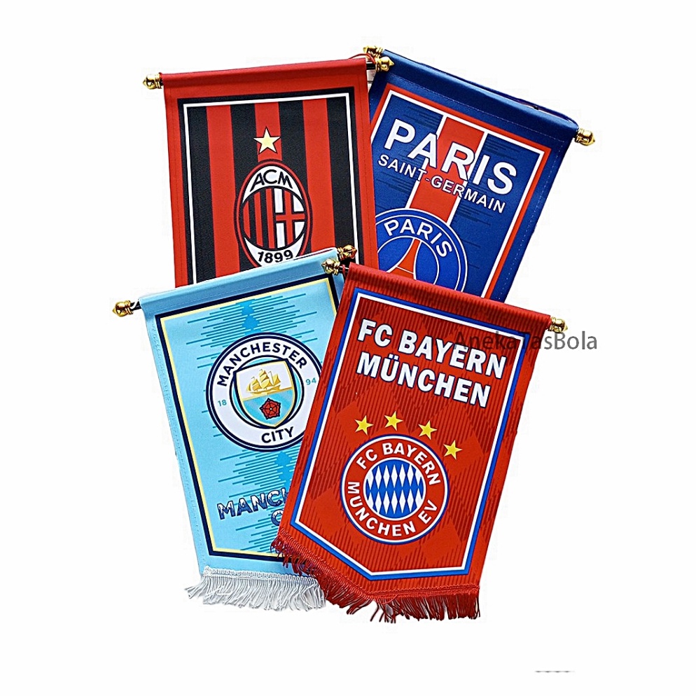 KODE F14H Vandel Bendera Gantung Hiasan Dinding Bentuk Segilima Logo Klub Sepakbola Barca Barcelona 