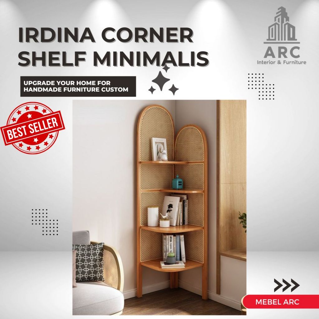 Rak Sudut Pojok Ruang Tamu / Rak Serbaguna Rotan Minimalis