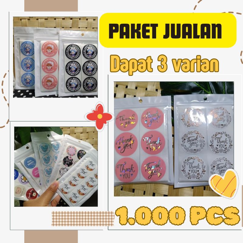 

(1000 pcs)Paket hemat stiker thankyou dan stiker selamat menikmati,stiker makanan minuman (Random)