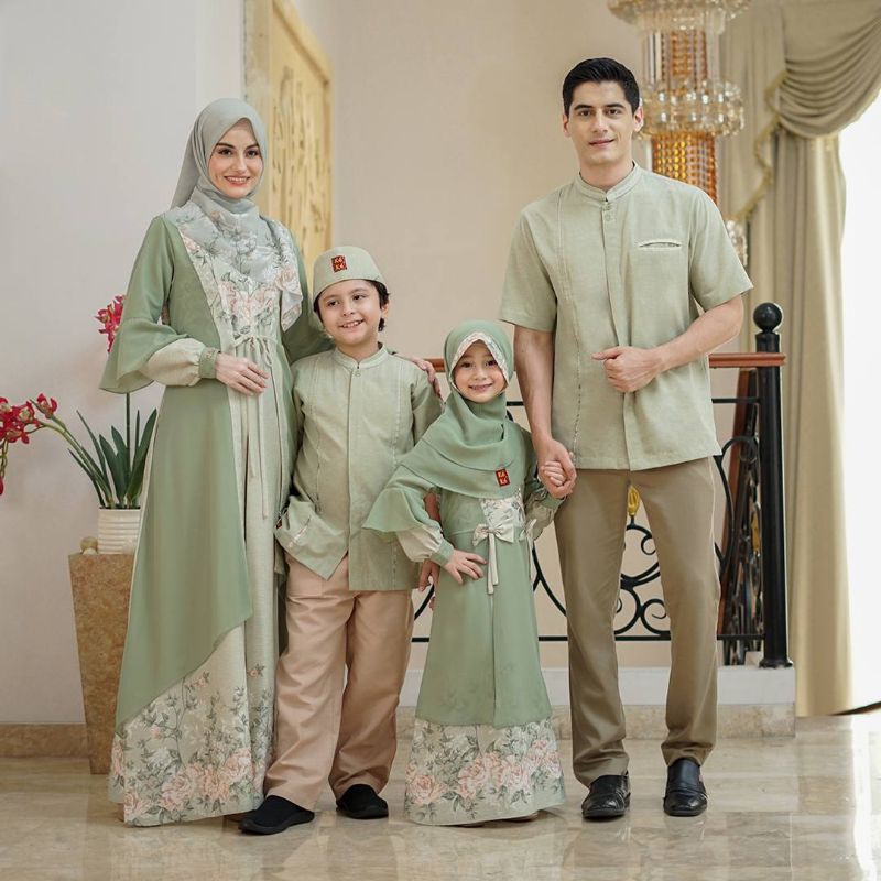 VALERIA SERIES WARNA HIJAU SARIMBIT BY KEKE BUSANA SAGE GREEN GAMIS DEWASA KOKO DEWASA GAMIS ANAK KO