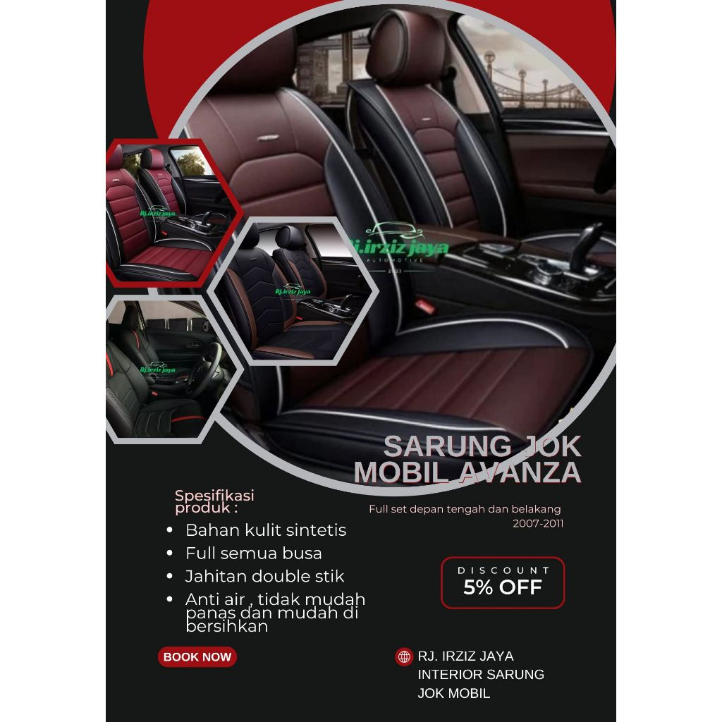cover sarung jok mobil avanza 2007-2011 full set bahan kulit sintetis