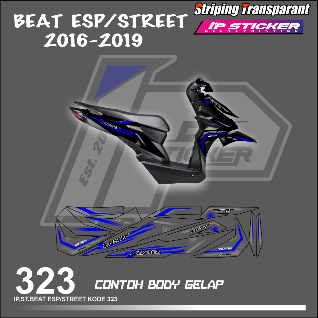 BEAT ESP/STREET 2016-2019 (COD) STIKER STRIPING MOTOR HONDA BEAT ESP/STREET HOLOGRAM DAN TRANSPARAN