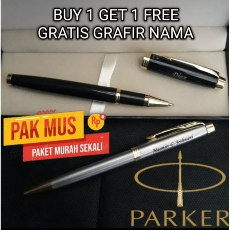 

Bulpoint Parker Elegant Buy 1 Get 1 Free Black Gold RB & Stainless Gold BP Free Grafir Nama/Logo + Box Exclusive