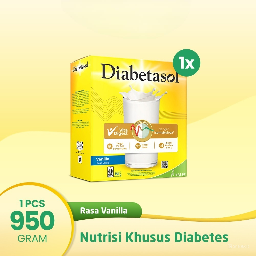 

PROMO GD3 TANGGAL 20 - 27 JANUARI [950 Gram] Diabetasol Jumbo Vanilla / Chocolate 950 gr - Susu Nutrisi Khusus Diabetes