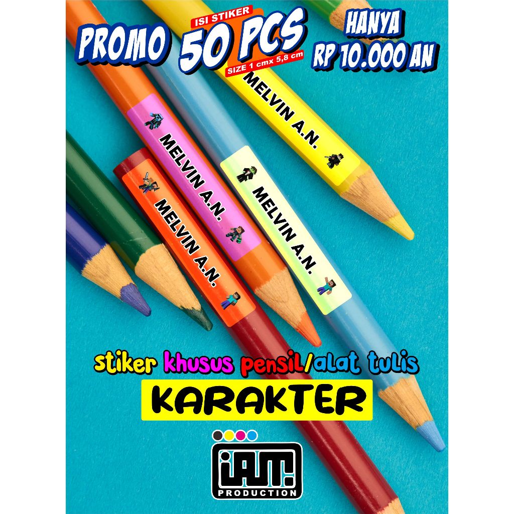 

STIKER PENSIL DENGAN KARAKTER (BISA REQUEST KARAKTER)