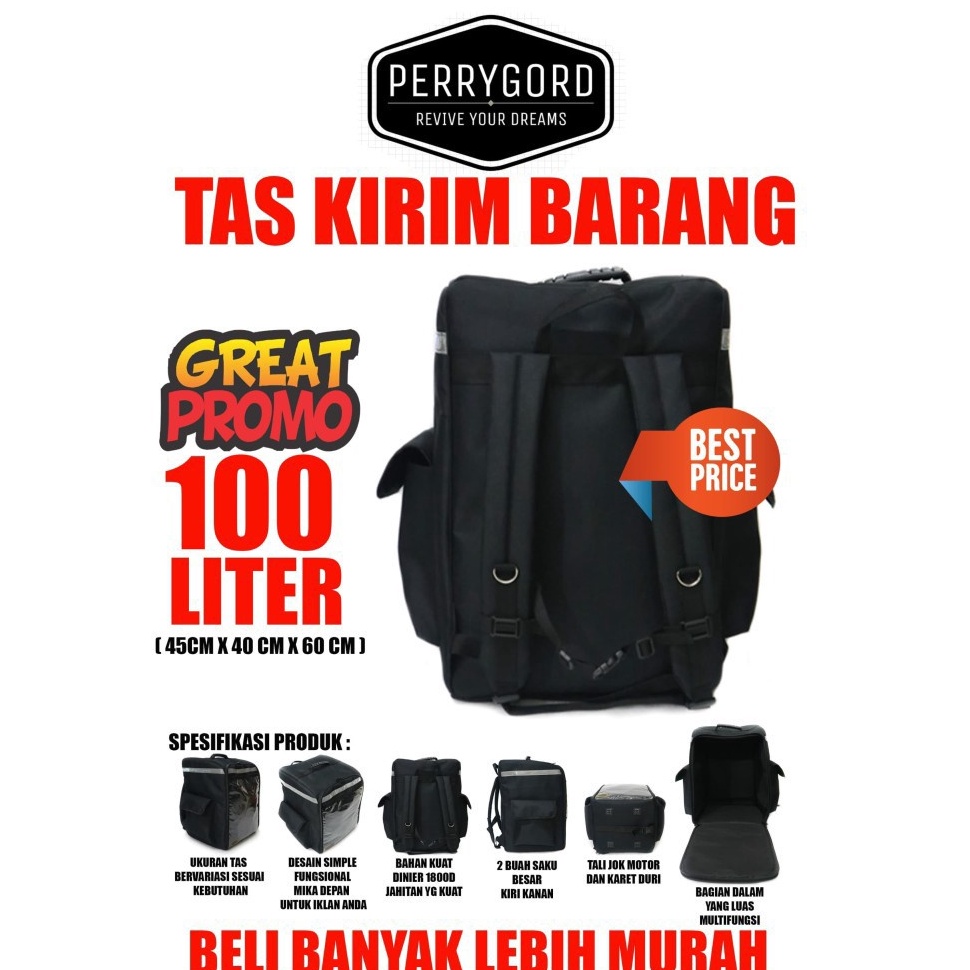 LIMITLESS IDS Tas Punggung Kurir Tas Kargo Makanan Tas Delivery motor