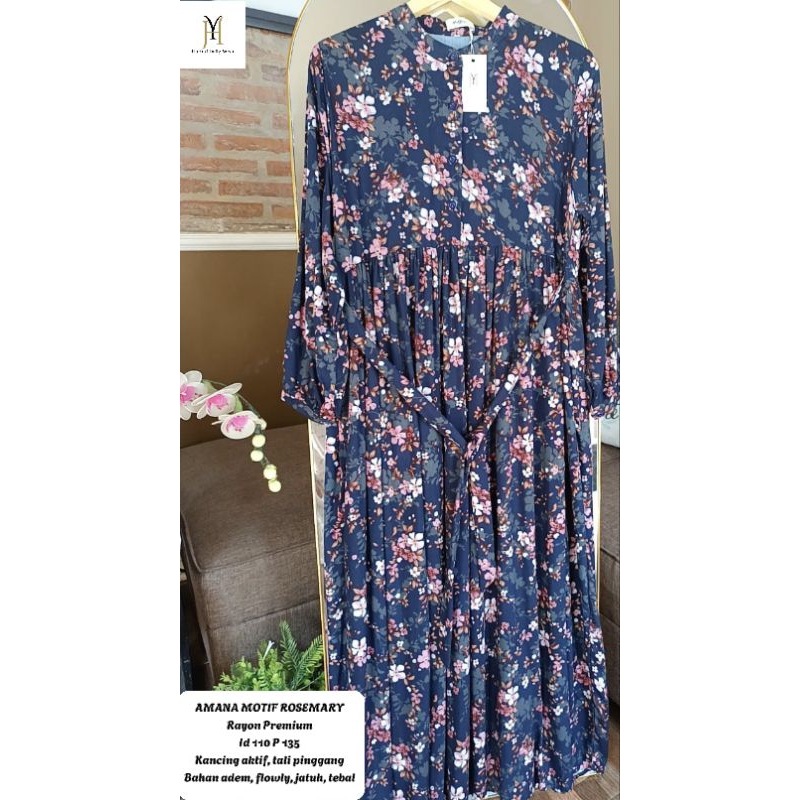 HAYURI DAILY WEAR Amana Basic dress motif rayon premium ld 110, pb 135 original HaYuri dress maxy ga