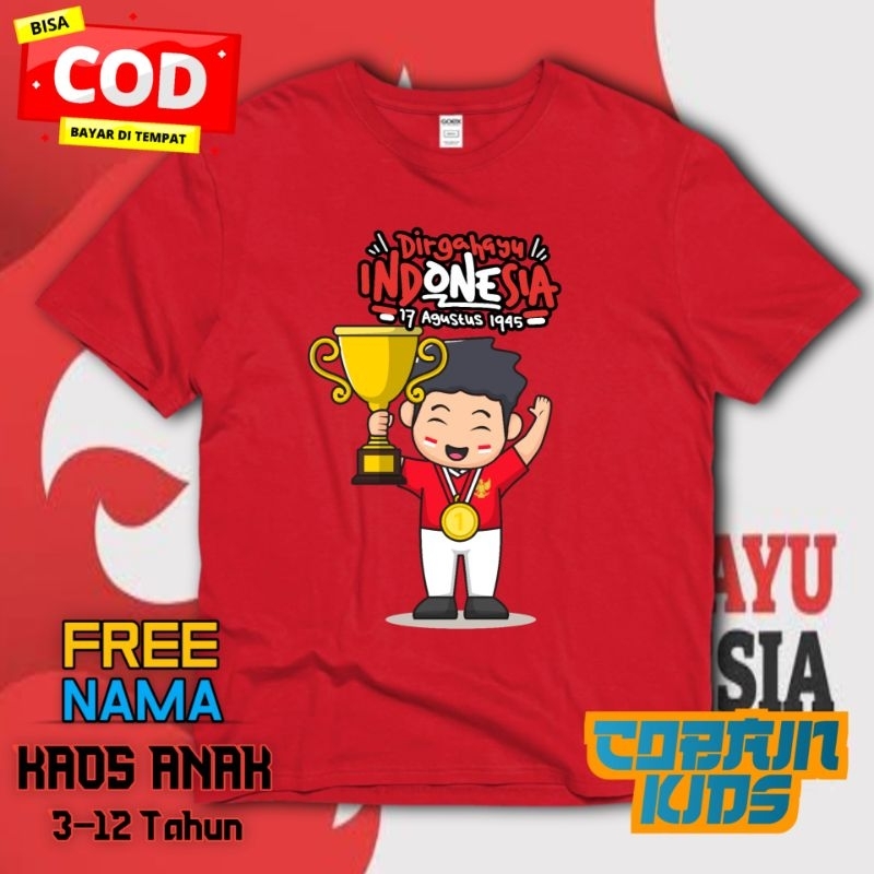 Baju Anak Dirgaharu Indonesia Merdeka 17 Agustus Kaos Anak HUT RI Kemerdekaan Indonesia 17 Agustusan