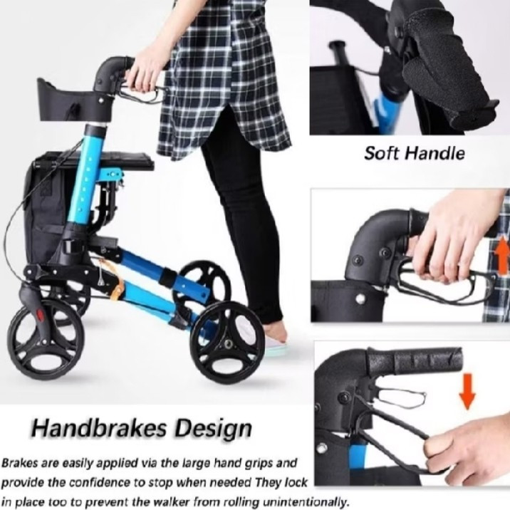 Alat Bantu Jalan Rollator Walker / Kursi Roda Lipat Lansia Premium