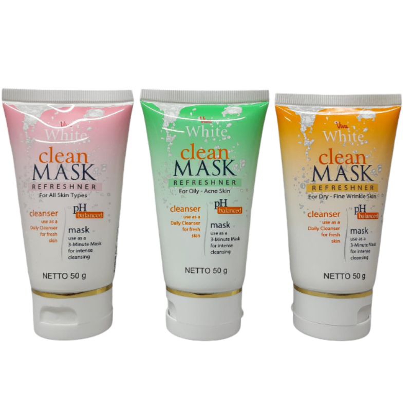 Clean mask viva white sabun pembersih muka 50gr bpom original