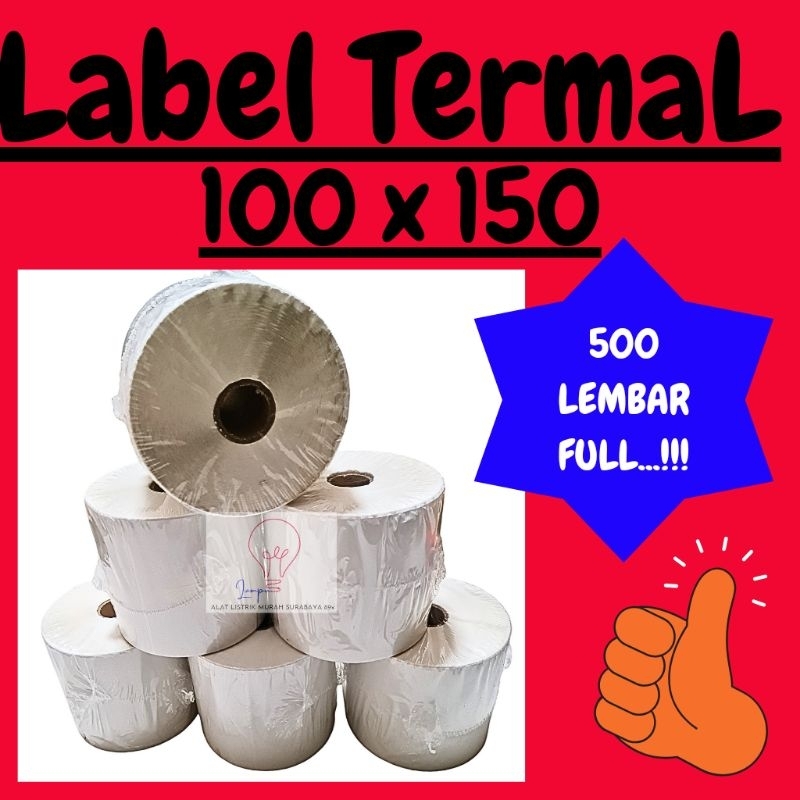 

KERTAS THERMAL 100 X 150MM 500 FULL / KERTAS TERMAL LABEL BARCODE A6