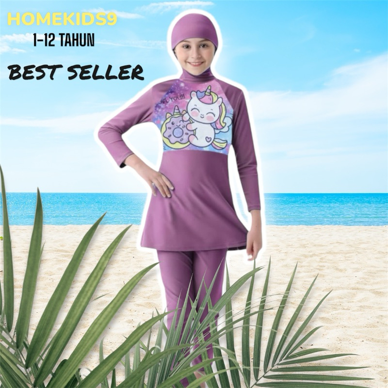 HOMEKIDS9 baju renang anak cewek muslim Baju renang anak perempuan hijab baju renang anak cewek musl