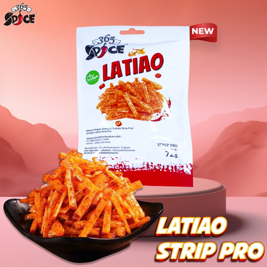 

365Spices HALAL Latiao BAR STRIP STRIP PRO BLOCK Spicy Snack Pedas Cemilan New Package