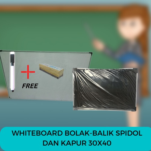 

WhiteBoard / Papan Tulis 30X40 Bolak Balik Bisa Digunakan Untuk Spidol Dan Kapur Free Spidol dan Penghapus