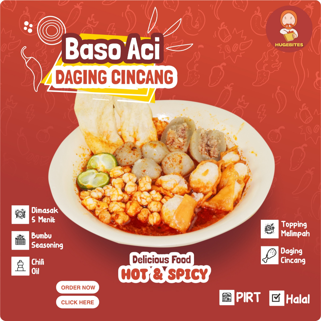 

BASO ACI DAGING CINCANG HUGE BITES ORIGINAL BAKSO HUGEBITES BOCI HALAL FROZEN FOOD PREMIUM MURAH