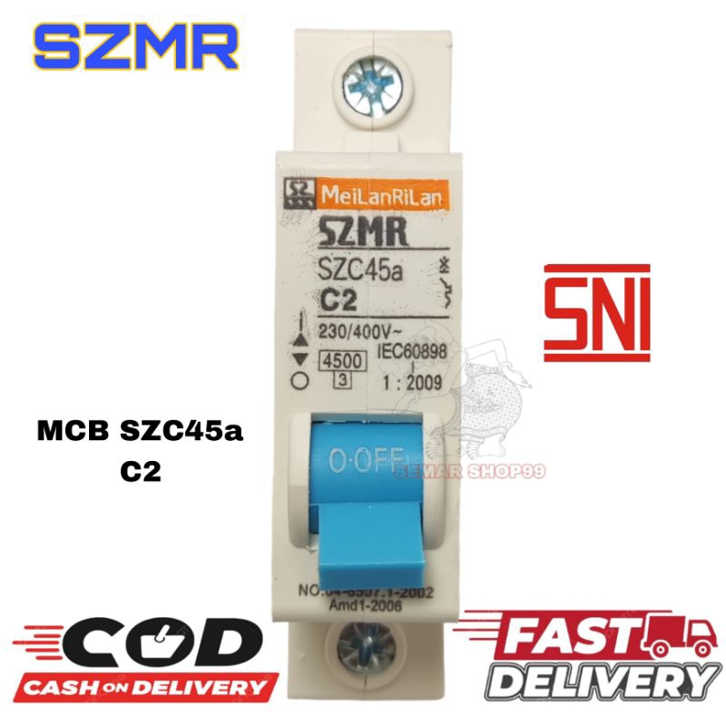 MCB SZMR 2A pemutus arus listrik PLN rumah/miniature circuit breaker SZMR 2 AMPERE SNI / MCB SZMR 2A