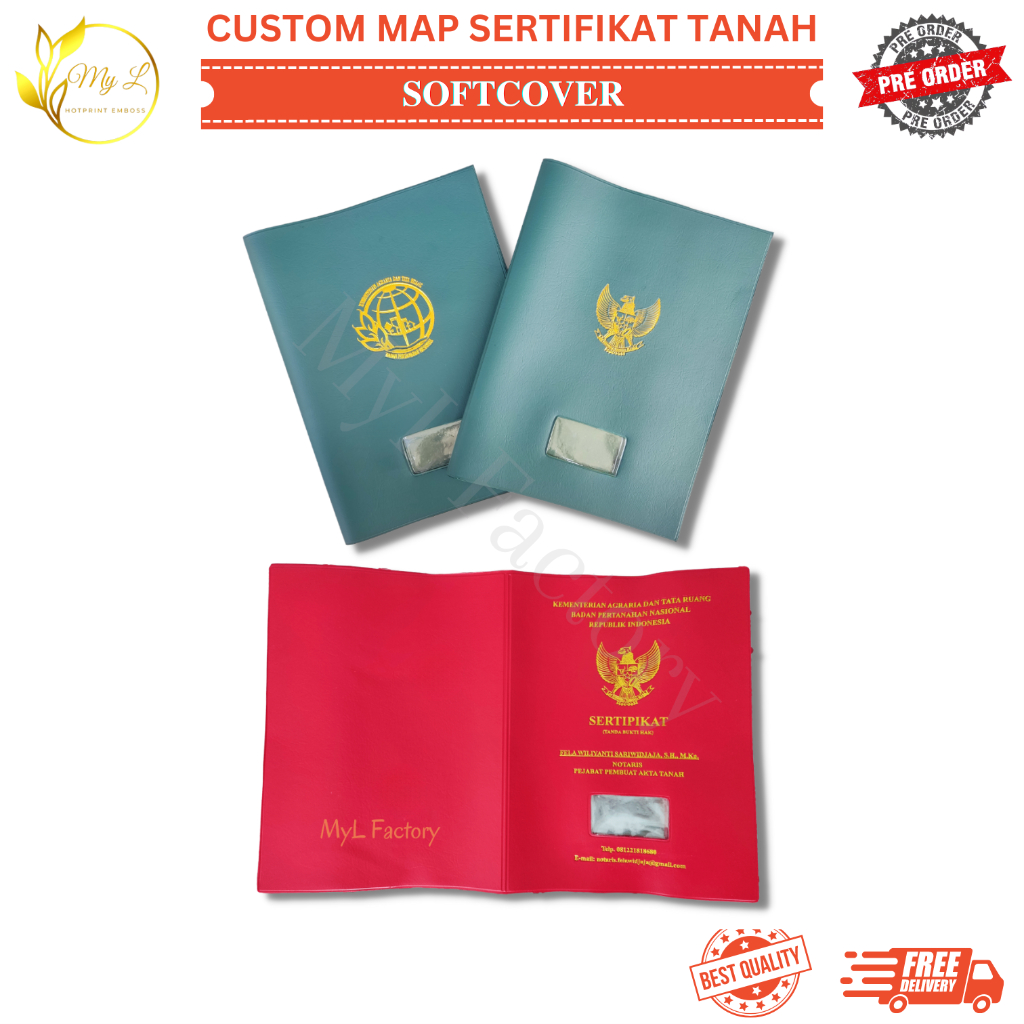 My.L CUSTOM - MAP SOFTCOVER SERTIFIKAT TANAH ELEKTRONIK NOTARIS PPAT MAP SAMPUL SERTIPIKAT TANAH BPN