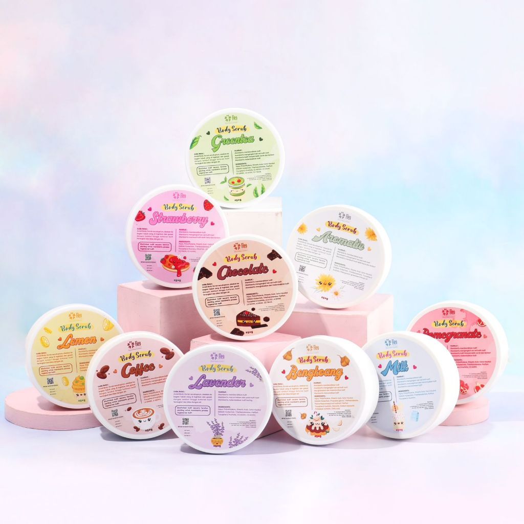 FLEO Body Scrub Premium 100 Gram / Lulur badan Ala Salon / Lulur Mandi Brightening Body Scrub