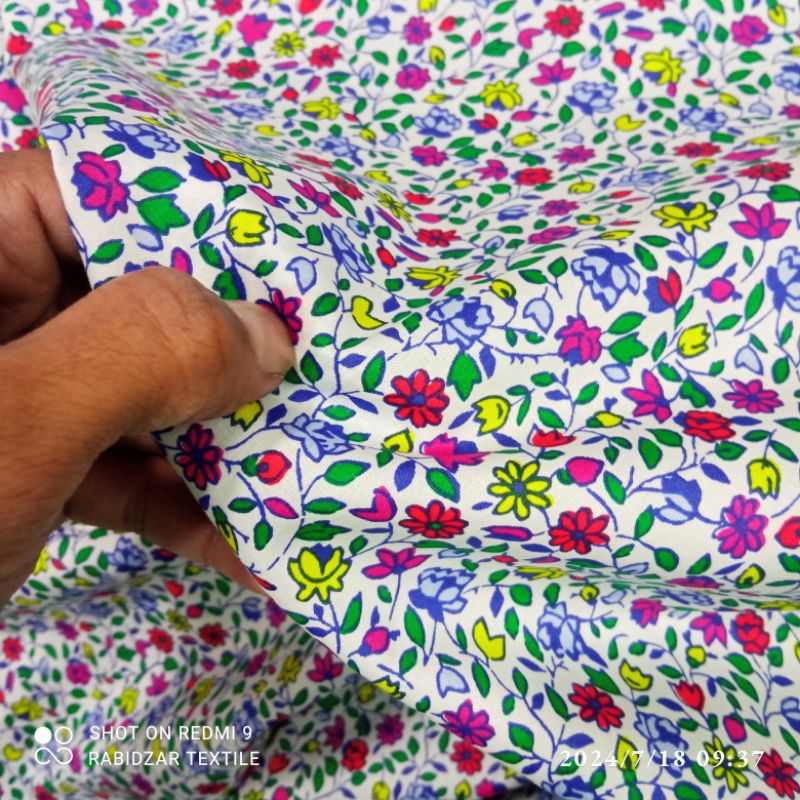 KAIN KATUN POPLINE LUX,S PREMIUM GARMENT MOTIF BUNGA RENYEUK WARNA WARNI