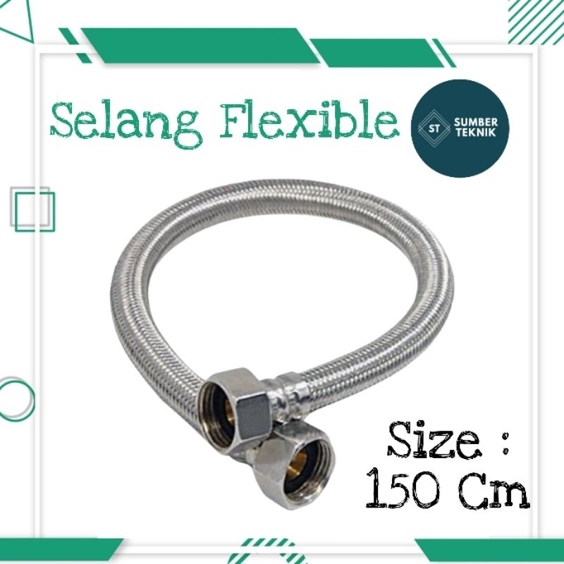 Selang Fleksible Air Panas Hose Flexible Stainless Wastafel Water Heater WC 150 Cm