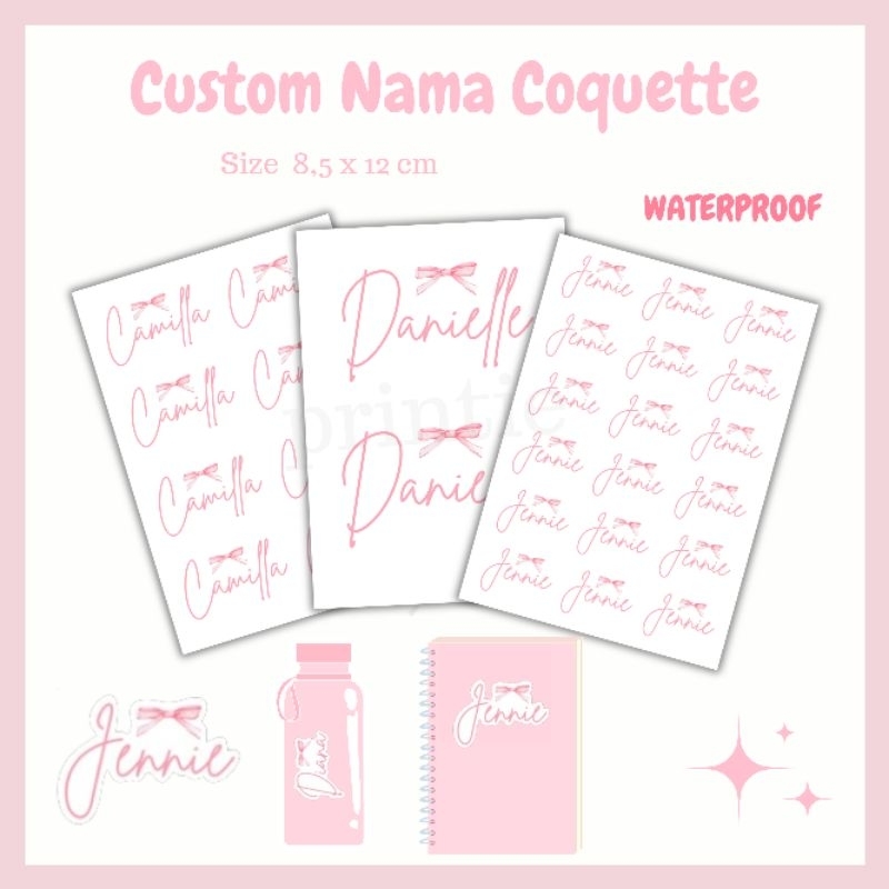 

[1 lbr] custom sticker nama model coquette