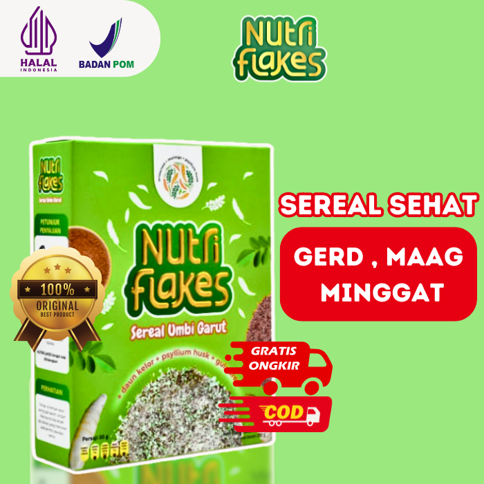 

NUTRIFLAKES - SEREAL UMBI GARUT & DAUN KELOR SOLUSI AMPUH MENGATASI MAAG & GERD SUPLEMENT DIET