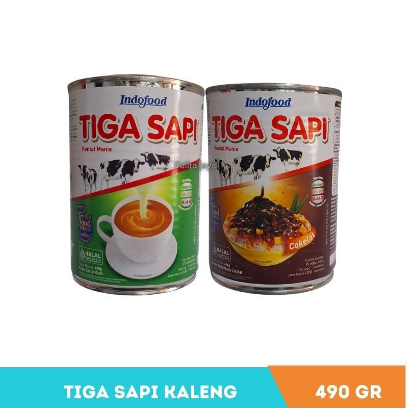 

Susu Kental Manis Tiga Sapi Indofood Putih dan Cokelat Kaleng 490gr