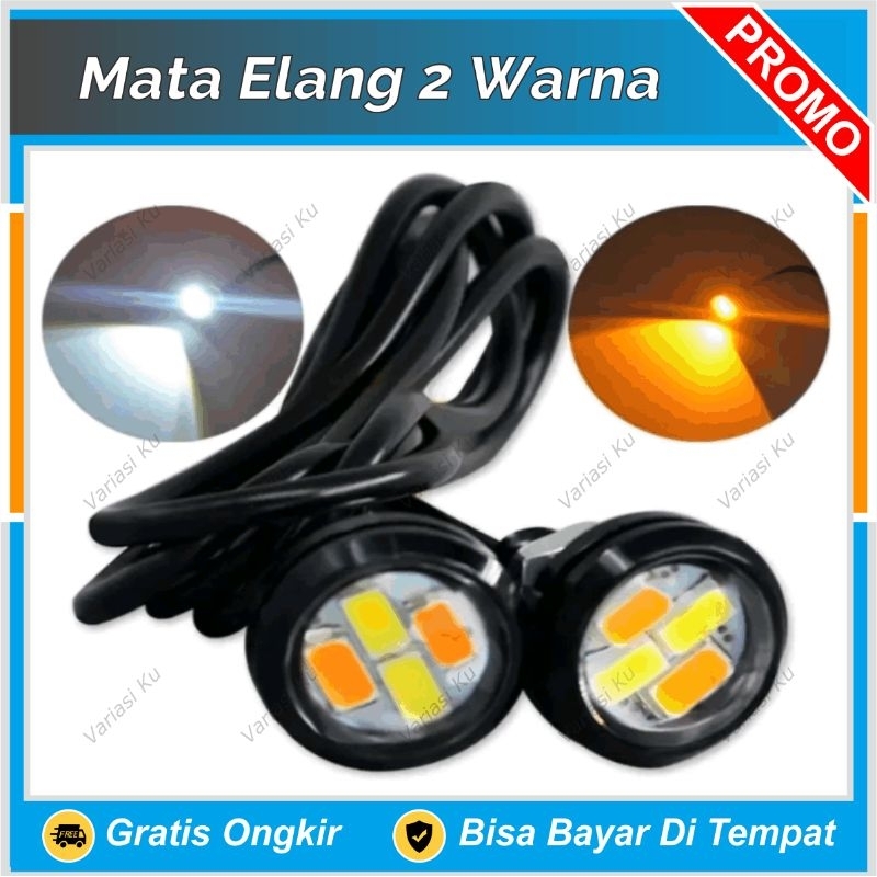 MATA ELANG 2 MODE WARNA SENJA KOTA DRL SEN LED LAMPU TEMBAK EAGLE EYE SEIN MOTOR TERANG