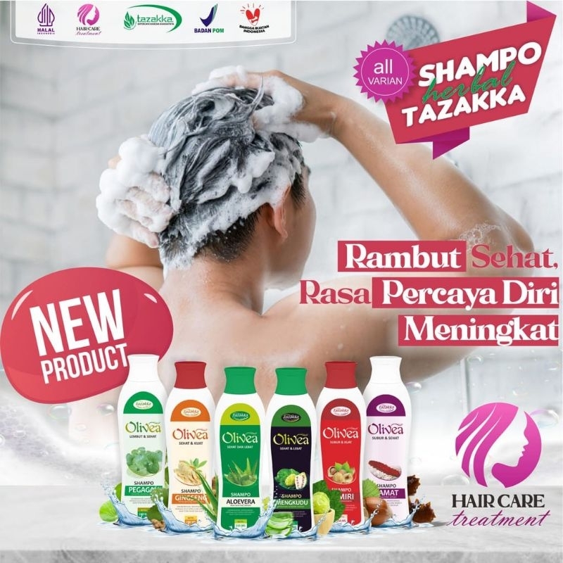 Shampoo Herbal Olivea Tazakka Original BPOM Isi 150 ml All Varian Aloevera, Gingseng Minyak Kemiri, 