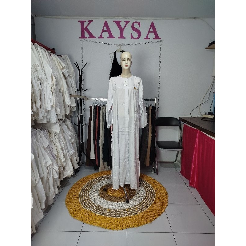 gamis putih bahan rayon twill