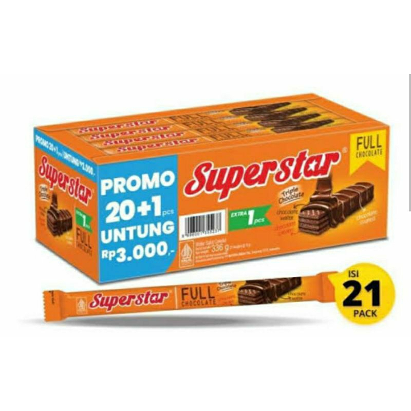 

Superstar Wafer Coklat 1 Dus isi 20 Bonus 1 Selalu Ready Stok PROMO TERMURAH Enak Banget