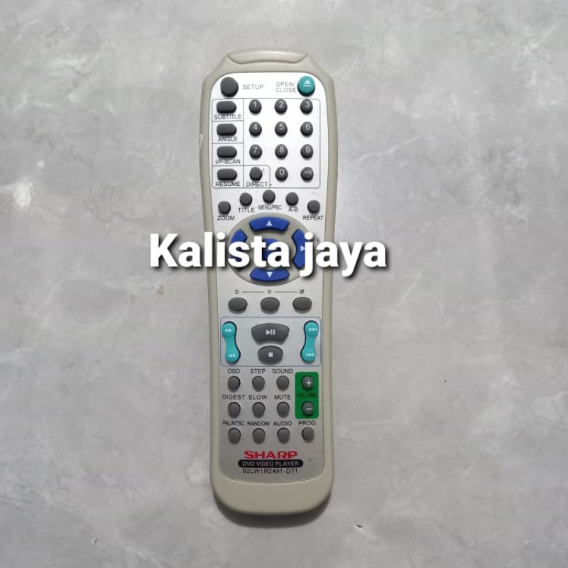 REMOTE REMOT DVD VIDEO PLAYER SHARP 92LWIR2491-D71 ORIGINAL