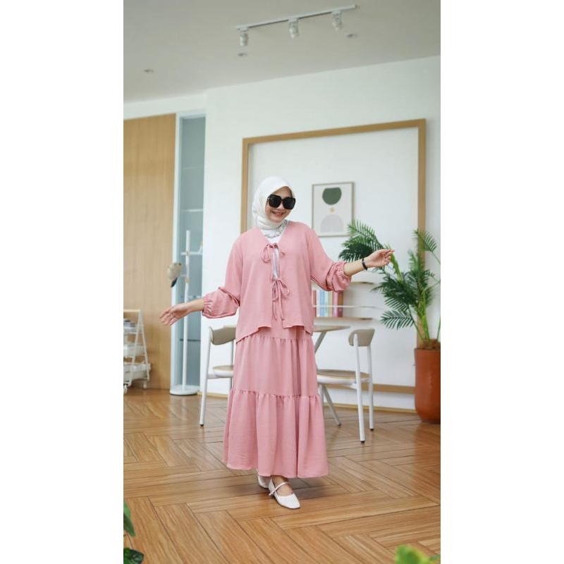 Gamis Tunik Jennie set rok Muslimah Cadar