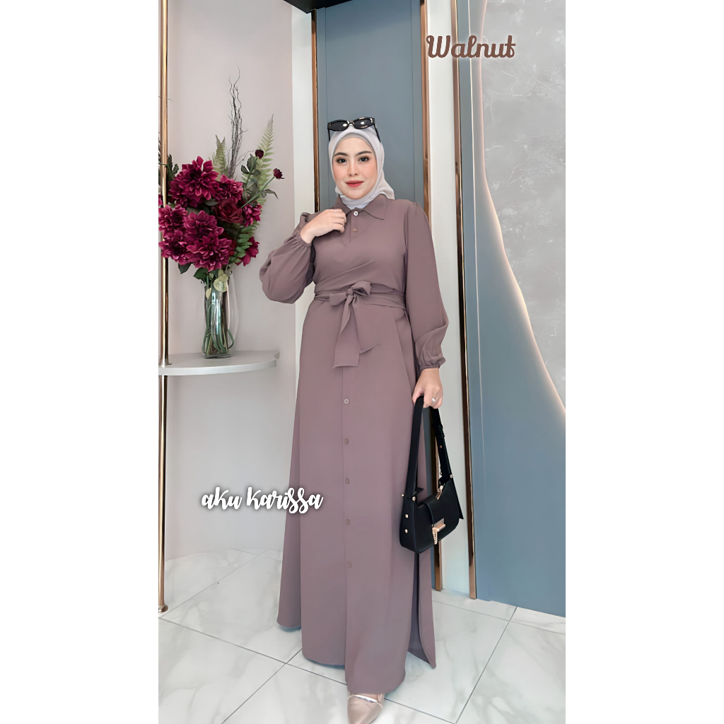 GAMIS HANIFAH BY AKU KARISSA DRESS SABRINA PESTA KONDANGAN KEKINIAN FULL KANCING OOTD REMAJA FASHION