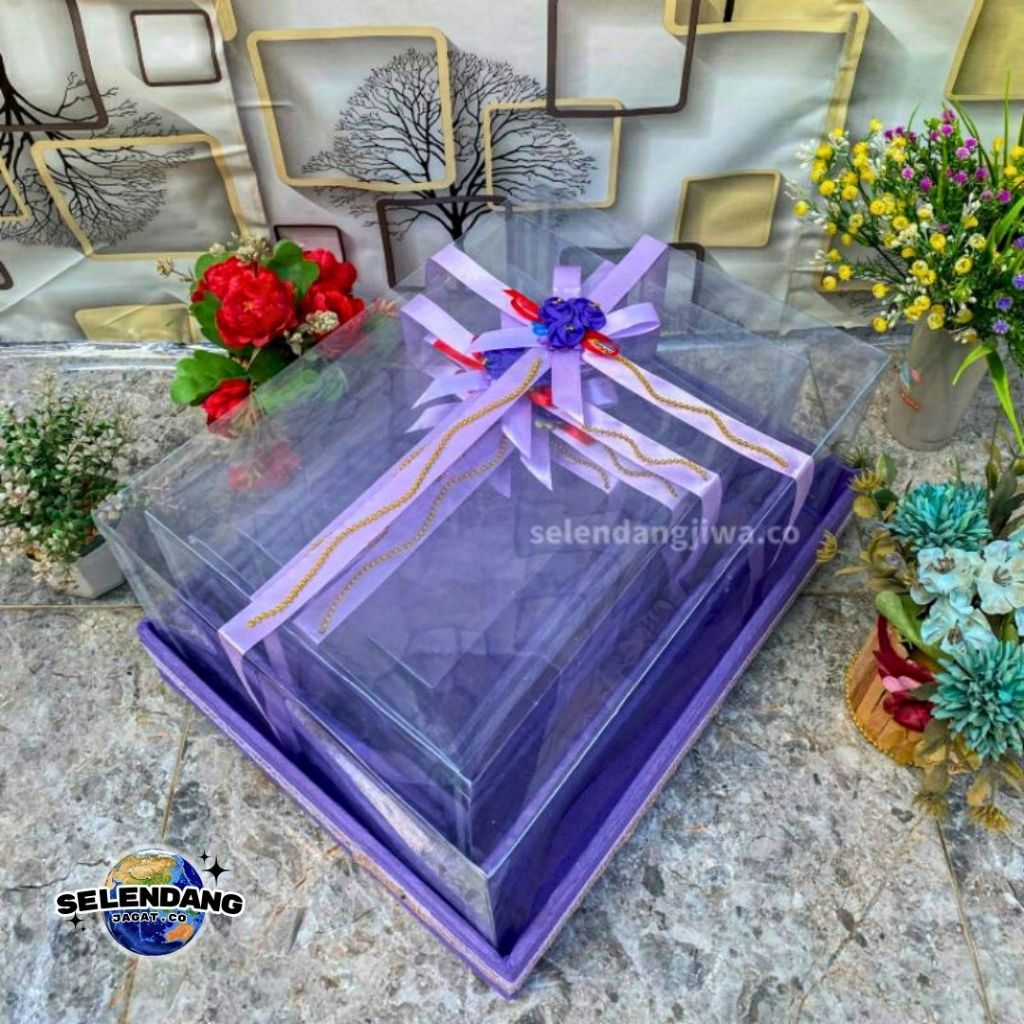 

kotak hantaran pernikahan seserahan isi 4 pic pakai tutup mika motif pita murah