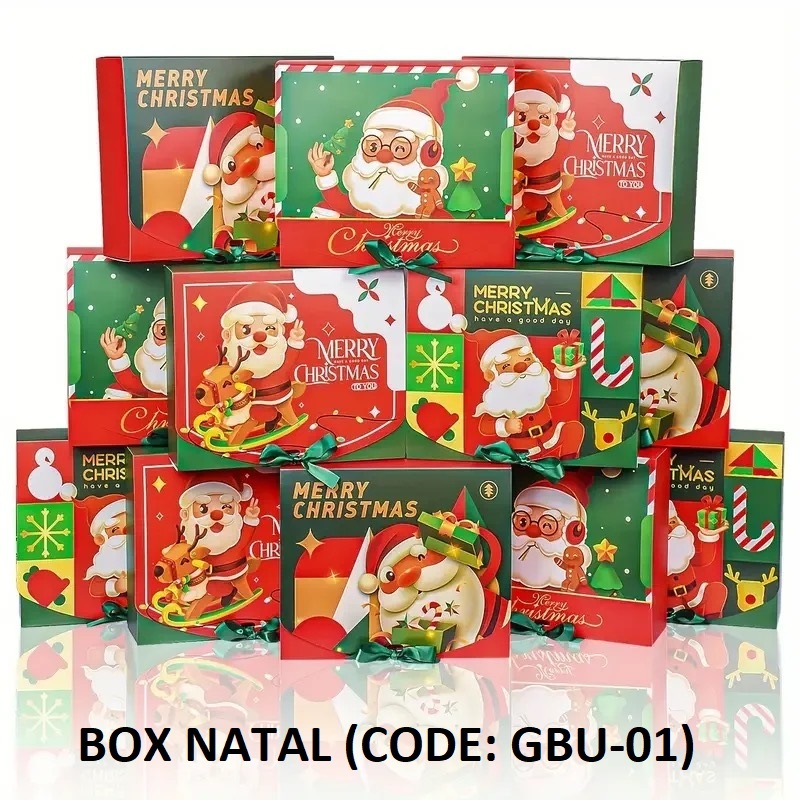 

(GBU-1) TAS BINGKISAN NATAL UNTUK COOKIES COKLAT PERMEN HADIAH box packaging christmas santa claus merry christmast selamat hari natal box packaging kue