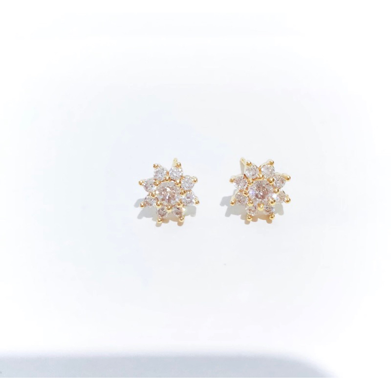 anting titanium lapis emas bulat full diamond putih kecil