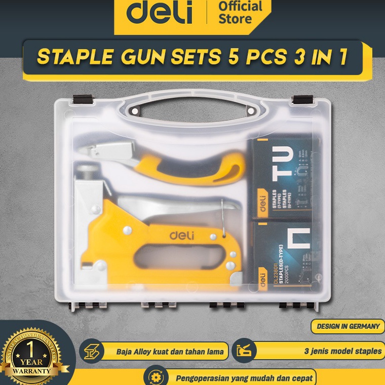 

Deli Staple Gun Sets 5 Pcs 3 In 1 Stapler Staples Tembak EDL23815 KODE Y3K9