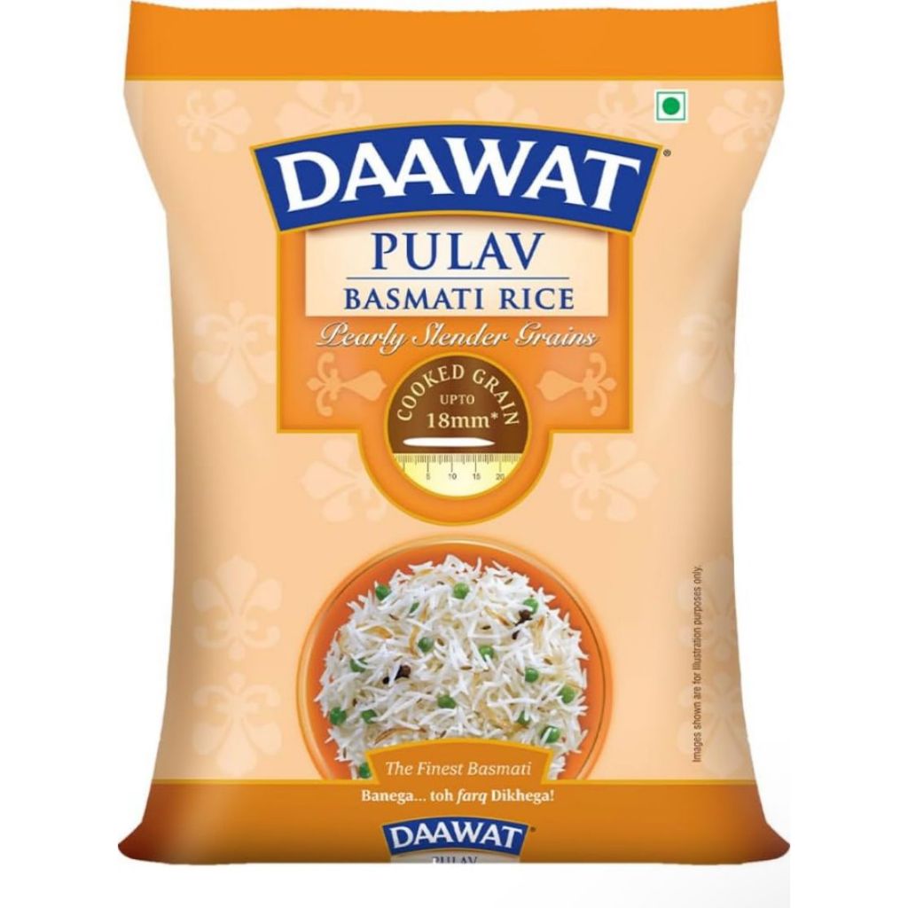 

Dawaat Biryani Basmati Rice Pearly Slender Grains 5kg