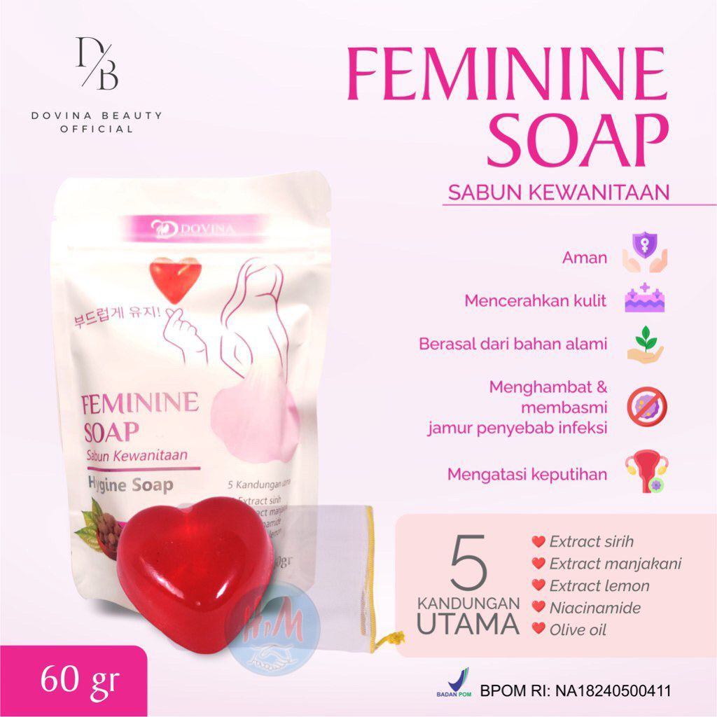 DOVINA FEMININE HYGINE SOAP / SABUN KEWANITAAN / SABUN MISS V ORIGINAL BPOM