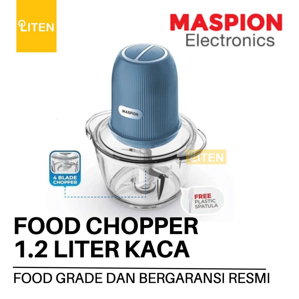 Penggiling Daging 1.2L MASPION Blender Chopper Penggiling Daging Listrik 250W Food Chopper 1.2 Liter