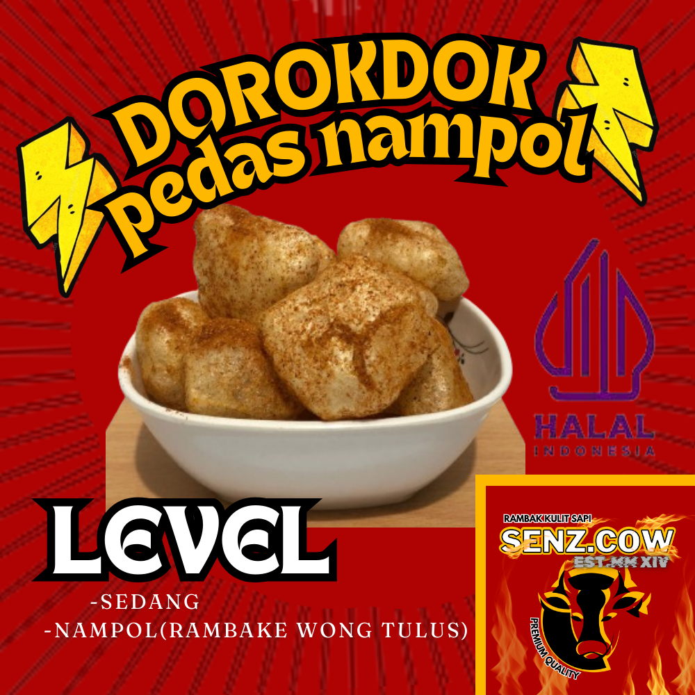 

dorokdok jangkes kerupuk kulit sapi snack gurih enak pedas manis murah