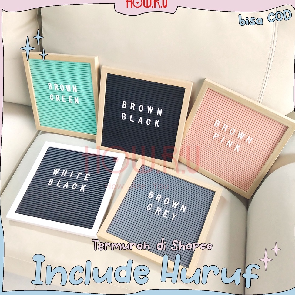 

KODE F3H HOWRU 25x25 cm Letter Board Persegi Sudah Include Huruf Papan Nama Bayi Papan Menu Dekorasi Rumah