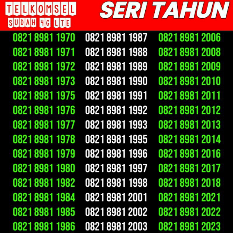 Nomor cantik Telkomsel tahun kelahiran Nomer Cantik simpati ekor tahun 1