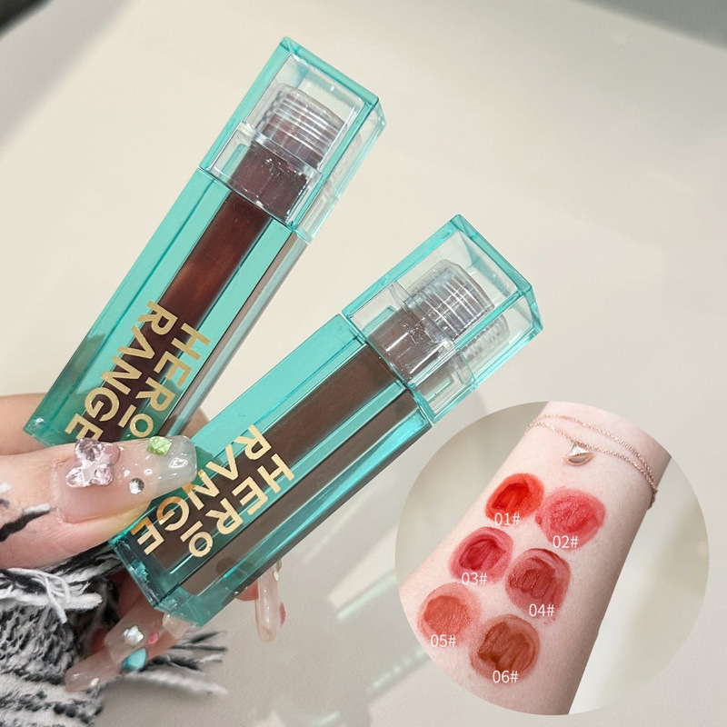 HERORANGE Lip Gloss Lip Tint Lip Balm Waterproof Long Lasting Water Mirror Look Tahan Lama-SS