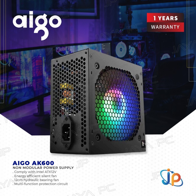 Aigo AK600 Rainbow LED 600W PSU - Power Supply 600Watt