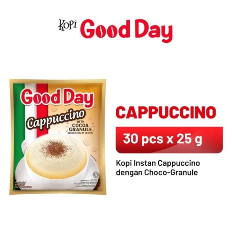 

[ 30 Sachet ] Kopi Good Day Cappuccino With Cocoa Granule Harga 30 Pcs