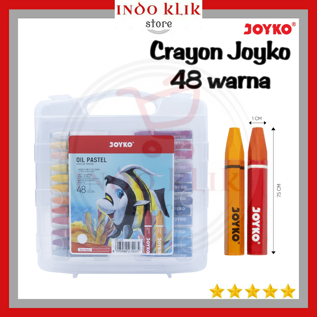 

Crayon Joyko OP-48S / Krayon minyak 48 Warna Oval / Oil Pastel Crayon Non Toxic OP 48 S